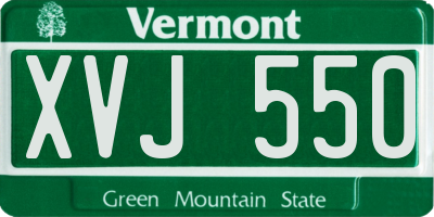 VT license plate XVJ550