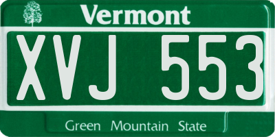 VT license plate XVJ553