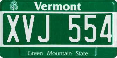 VT license plate XVJ554