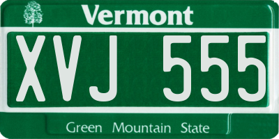 VT license plate XVJ555