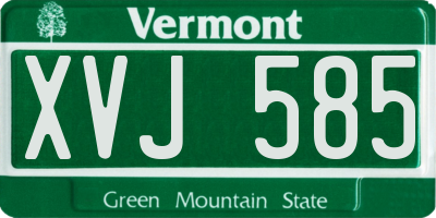 VT license plate XVJ585