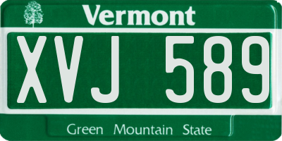 VT license plate XVJ589