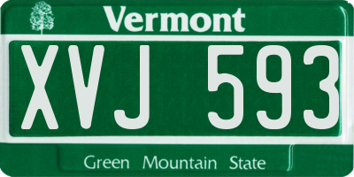 VT license plate XVJ593