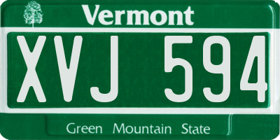 VT license plate XVJ594