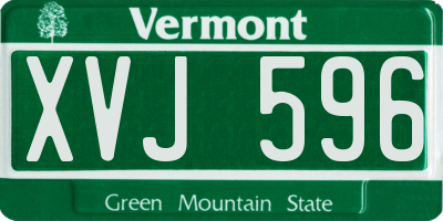 VT license plate XVJ596