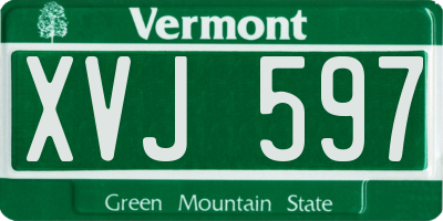 VT license plate XVJ597
