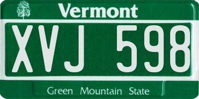VT license plate XVJ598