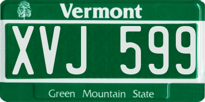 VT license plate XVJ599