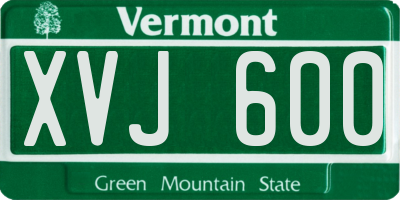 VT license plate XVJ600