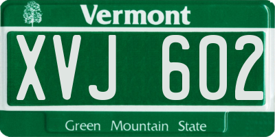 VT license plate XVJ602