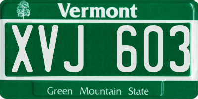 VT license plate XVJ603