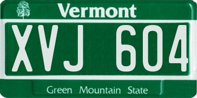 VT license plate XVJ604