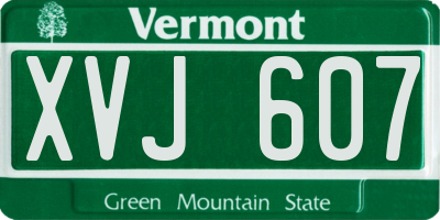 VT license plate XVJ607