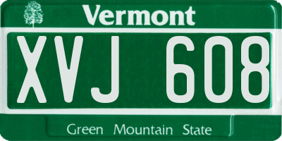 VT license plate XVJ608