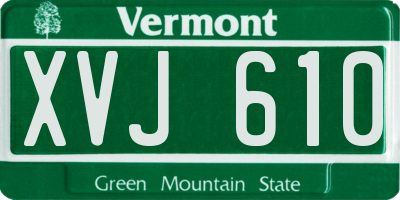 VT license plate XVJ610