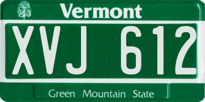 VT license plate XVJ612