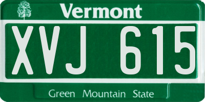 VT license plate XVJ615