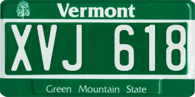 VT license plate XVJ618