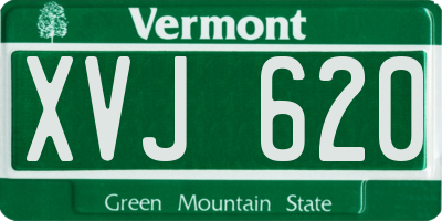VT license plate XVJ620