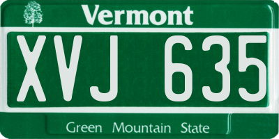 VT license plate XVJ635
