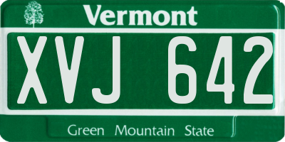 VT license plate XVJ642
