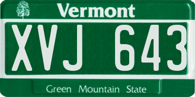 VT license plate XVJ643