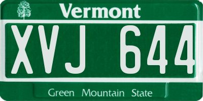 VT license plate XVJ644