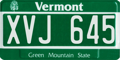 VT license plate XVJ645