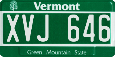 VT license plate XVJ646