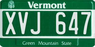 VT license plate XVJ647
