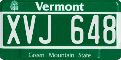 VT license plate XVJ648