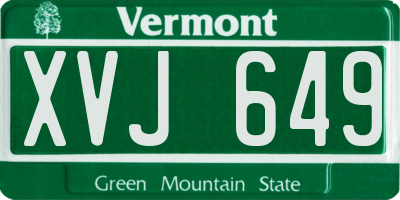 VT license plate XVJ649