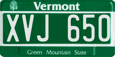 VT license plate XVJ650