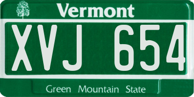 VT license plate XVJ654