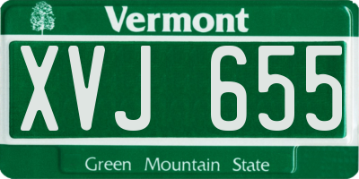 VT license plate XVJ655