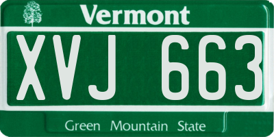 VT license plate XVJ663