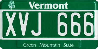 VT license plate XVJ666