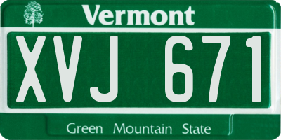 VT license plate XVJ671