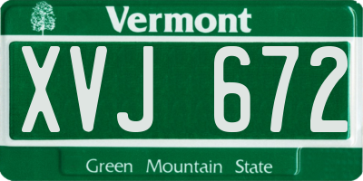 VT license plate XVJ672