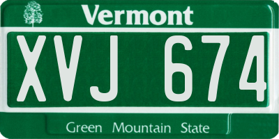 VT license plate XVJ674