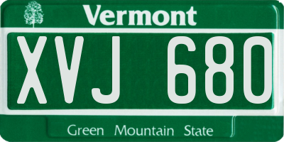 VT license plate XVJ680