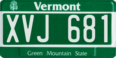 VT license plate XVJ681