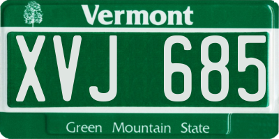 VT license plate XVJ685