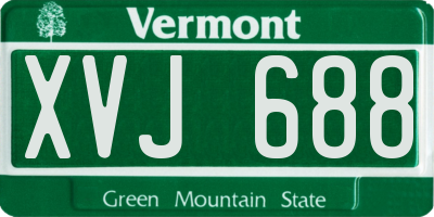 VT license plate XVJ688