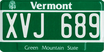 VT license plate XVJ689