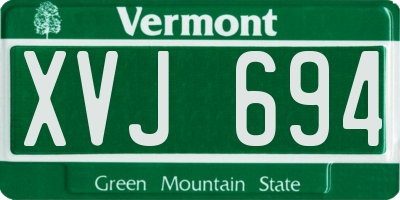 VT license plate XVJ694