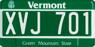 VT license plate XVJ701