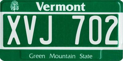 VT license plate XVJ702