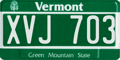 VT license plate XVJ703