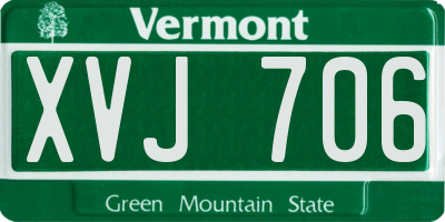 VT license plate XVJ706